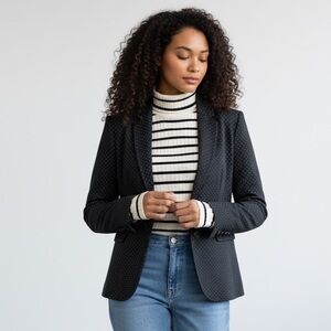 BANANA REPUBLIC Black Polka Dot Women's Slim Blazer fully lined, size 2